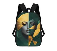sinyumoney Gold & Green Geometric Emerald Woman Mochila Escolar Impresa En 3D Para Niños 17inch Mochilas Para Niños Y Niñas, Mochilas Escolares Para Niños, Mochilas De Viaje