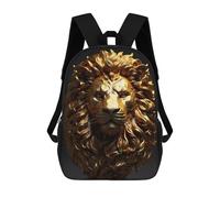sinyumoney Gold Lion Head Mochilas Informales Para Niños, Mochila Escolar Para Adolescentes, Niñas Y Niños, Mochilas Para Libros 17inch