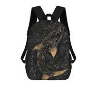 sinyumoney Gold Shark Abstract Art Mochila Escolar Para Niños, Mochila Escolar De Gran Capacidad Para Niños, Mochila Escolar 3D, Regalos Para Niños 17inch