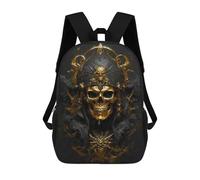 sinyumoney Gold Skull with Crown Mochila Escolar Para Niños De 17 Pulgadas, Mochila Informal De Viaje Para Niños Y Niñas, Mochila De Gran Capacidad Para El Día A Día 17inch