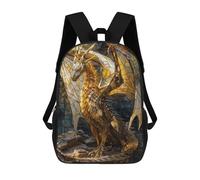 sinyumoney Gold Stained Glass Dragon Mochila Escolar Mochila De Día Mochila De Negocios Mochila Impermeable Para Libros Para Hombres/mujeres 17inch