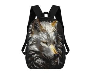 sinyumoney Gold White Wolf Side View Mochila Mochila Informal Mochila De Día Escuela Trabajo Viajes Bolsa Para Hombres/Mujeres 17inch
