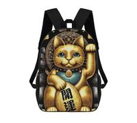 sinyumoney Gold X Fortune Cat Mochilas Para Niños Mochilas Escolares Mochila Escolar Para Niños Impresa En 3D Mochilas De Viaje De Moda Para Niños De Primaria Y Secundaria 17inch