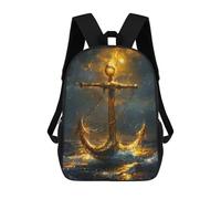 sinyumoney Golden Anchor in Stormy Sea Mochila Escolar Ligera Mochila Escolar De Día Mochila Para Libros Para La Universidad Para Acampar Aventuras Al Aire Libre Y Viajes Diarios 17inch