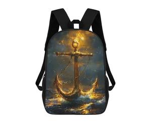 sinyumoney Golden Anchor in Stormy Sea Mochila Escolar Ligera Mochila Escolar De Día Mochila Para Libros Para La Universidad Para Acampar Aventuras Al Aire Libre Y Viajes Diarios 17inch