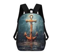sinyumoney Golden Anchor Mochila Escolar De Moda Para Estudiantes, Adecuada Para Niños Y Niñas, Mochila Informal Para Viajes Al Aire Libre, Esencial Para El Día A Día 17inch