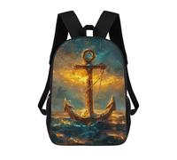 sinyumoney Golden Anchor Painting-1 Mochilas Impresas En 3D Para Niños 17inch Mochilas De Moda Informales Para El Día A Día, Bolsas De Viaje, Mochilas Informales Para Exteriores Para Niños Y Niñas