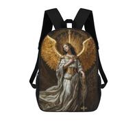 sinyumoney Golden Archangel with Cross Mochila Escolar Para Niños De 17 Pulgadas, Mochila Informal De Viaje Para Niños Y Niñas, Mochila De Gran Capacidad Para El Día A Día 17inch