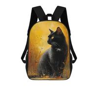 sinyumoney Golden Autumn Cat Portrait Mochila Escolar Impresa En 3D 17inch Mochila Escolar Infantil Mochilas De Viaje Mochila Informal De Moda Para Niños Y Estudiantes