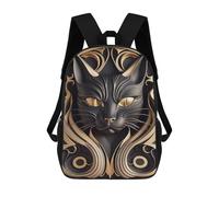 sinyumoney Golden Black Cat Art Deco 17inch Mochilas Escolares Impresas En 3D, Mochilas Escolares De Moda Para Niños De Primaria Y Secundaria