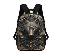 sinyumoney Golden Black Wild Wolf Art Mochila Escolar Grande Para Niños, Niñas, Adolescentes, Hombres Y Mujeres 17inch