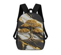 sinyumoney Golden Bonsai Tree on Marble Background Mochila Infantil, Mochila Escolar De Gran Capacidad Para Estudiantes, Mochila Para Libros, Mochila Para Niños, Niñas, Adultos Y Adolescentes 17inch