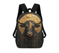 sinyumoney Golden Bull Head Art Print Mochila Escolar, Bolso De Negocios, Bolso Para Portátil Duradero Para Campus, Actividades Al Aire Libre, Viajes Y Deportes 17inch