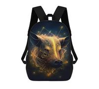 sinyumoney Golden Bull Head Art Print Mochila Escolar Informal Para El Día A Día, Para La Escuela, El Trabajo Y Los Viajes Para Hombres, Mujeres Y Adolescentes. 17inch