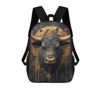 sinyumoney Golden Bull Sculpture Decor Mochila Grande, Ligera E Informal Para El Campus, Actividades Al Aire Libre, Viajes Y Deportes 17inch