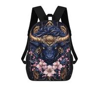 sinyumoney Golden Bull with Flowers Mochila Escolar Ligera Para Aeropuerto Y Universidad Para Estudiantes. Mochila Para La Escuela/trabajo/viajes 17inch