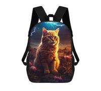 sinyumoney Golden Cat in Thunderstorm Mochila Escolar Infantil De Moda Informal Mochilas Infantiles Impresas En 3D Mochila Grande Para Niño 17inch