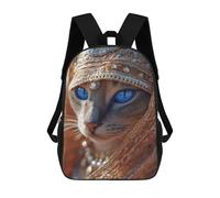 sinyumoney Golden Cat with Blue Eyes Mochila Escolar Infantil Impresa En 3D 17inch Mochilas De Moda Para Niños De Primaria Y Secundaria