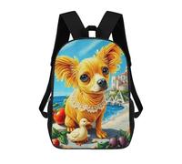 sinyumoney Golden Chihuahua with Duck Mochila Escolar Infantil Impresa En 3D Para Niños, Mochila De Viaje De Alta Capacidad, Mochilas Para Libros De 17 Pulgadas Para Niños