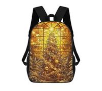 sinyumoney Golden Christmas Tree Mochila Escolar Para Niños, Mochila Escolar Impresa En 3D Para Estudiantes De Primaria Y Secundaria 17inch