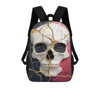 sinyumoney Golden Cracked Skull Art Print Mochila Escolar Infantil Impresa En 3D Para Niños, Mochila De Viaje De Alta Capacidad, Mochilas Para Libros De 17 Pulgadas Para Niños