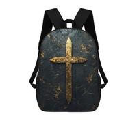sinyumoney Golden Cross on Black Marble Mochila Escolar Para Niños Y Niñas, Mochila Informal De Viaje, Mochila De Gran Capacidad Para El Día A Día 17inch