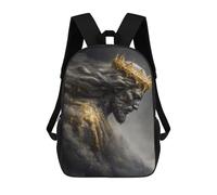 sinyumoney Golden Crowned Jesus Bowing Down Mochila Infantil, Mochila Escolar De Gran Capacidad Para Estudiantes, Mochila Para Libros, Mochila Para Niños, Niñas, Adultos Y Adolescentes 17inch