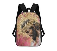 sinyumoney Golden Crowned Religious Icon Painting Mochilas Escolares De Moda Para Papelería, Impermeables, Informales, Para Hombres, Mujeres Y Adolescentes 17inch