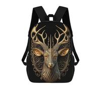sinyumoney Golden Deer Head Artwork Mochila Escolar Infantil Impresa En 3D Para Niños, Mochilas De Viaje, Bolsas Para Libros Para Niños Estudiantes De Primaria 17inch