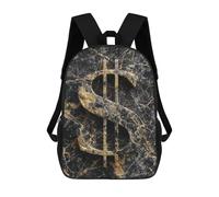 sinyumoney Golden Dollar Sign Marble Background-2 Mochila Escolar De 17 Pulgadas Impresa En 3D Mochilas Infantiles Mochila Genial Impresa En 3D Para Niños De Primaria Y Secundaria