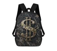 sinyumoney Golden Dollar Sign Marble Background Mochila Escolar Infantil Impresa En 3D 17inch Mochilas De Moda Para Niños De Primaria Y Secundaria