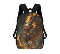 sinyumoney Golden Dragon Artwork Mochila Infantil De 17 Pulgadas, Mochila Escolar Con Estampado 3D De Dibujos Animados Para Niños Y Adolescentes.