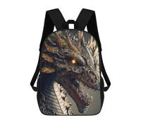 sinyumoney Golden Dragon Head Statue Mochila Escolar Para Niños Mochila Escolar Impresa En 3D Mochila Escolar De Moda Para Niños De Primaria Y Secundaria 17inch