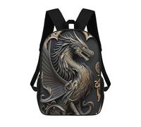 sinyumoney Golden Dragon Illustration-5 Mochila Escolar Impresa En 3D Mochilas Informales Para Niños Mochila Escolar Impresa En 3D Para Niños De Primaria Y Secundaria 17inch