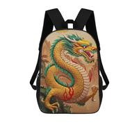 sinyumoney Golden Dragon Painting with Mountain Backdrop Mochilas Escolares Para La Escuela Secundaria, Preparatoria, Universidad, Viajes Al Campus, Actividades Al Aire Libre Y Deportes 17inch