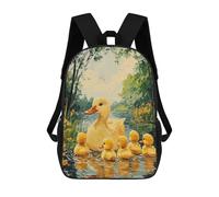 sinyumoney Golden Duck Family - Naïf Whimsical Pond Art Mochila Infantil, Mochila Escolar Infantil, Mochilas Escolares Impresas En 3D Para Niños Y Estudiantes Adolescentes 17inch
