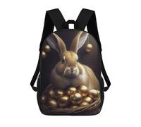 sinyumoney Golden Egg Basket with Bunny-1 Mochilas Para Niños Y Estudiantes, Mochilas Escolares Impresas En 3D, Mochilas Para Estudiantes De Primaria Y Secundaria Para Niños Y Niñas 17inch