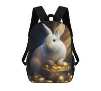 sinyumoney Golden Egg Basket with Bunny Mochila Escolar Para Niñas Mochila Impermeable Mochila Informal De Día Mochila Ligera Para Niño Y Niña Mochila Escolar 17inch