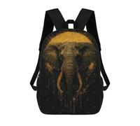 sinyumoney Golden Elephant Portrait on Black Background Mochila Para Computadora Para La Escuela/trabajo/viajes Para Adolescentes, Niñas, Niños, Mujeres Y Hombres 17inch
