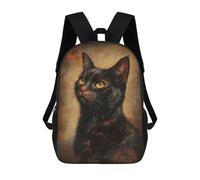 sinyumoney Golden-Eyed Black Cat Portrait 17inch Mochila Escolar Impresa En 3D Para Niños, Mochila Escolar Informal De Moda, Mochilas De Viaje Para Niños Y Estudiantes.