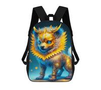 sinyumoney Golden Fantasy Beast Statue Mochilas Infantiles Mochila Escolar Impresa En 3D Para Niños Mochilas De Viaje Bolsas Para Libros Para Niños 17inch Mochila Escolar