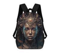 sinyumoney Golden Fantasy Portrait Mochila Escolar Para Niños Y Niñas, Mochila Informal De Viaje, Mochila De Gran Capacidad Para El Día A Día 17inch