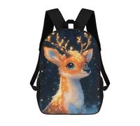 sinyumoney Golden Fawn in The Woods Mochila Escolar Infantil De 17 Pulgadas, Impresa En 3D, Estilo Casual, Para Niños, Ideal Para Viajes, Como Mochila Escolar O Para Llevar Libros.