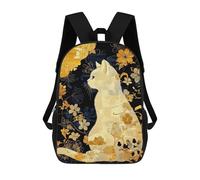 sinyumoney Golden Floral Cat Artwork Mochila Escolar Ligera Para Aeropuerto Y Universidad Para Niñas Y Adolescentes 17inch