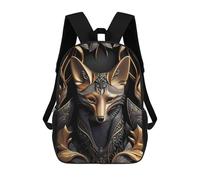 sinyumoney Golden Fox Portrait Art Deco 17inch Mochila Escolar Impresa En 3D Para Niños, Mochila Escolar Informal De Moda, Mochilas De Viaje Para Niños Y Estudiantes.