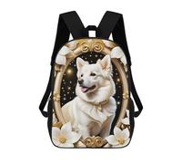 sinyumoney Golden Framed White Dog Mochila Escolar Informal Para El Día A Día, Ideal Para Viajes, Trabajo Y Uso Diario 17inch