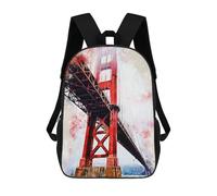sinyumoney Golden Gate in Watercolor Mochilas Para Niños Y Estudiantes, Mochilas Escolares Impresas En 3D, Mochilas Para Estudiantes De Primaria Y Secundaria, Mochilas Para Niños Y Niñas 17inch