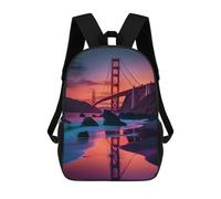 sinyumoney Golden Gate Reflections Mochilas Infantiles Impresas En 3D, Mochilas De Moda Informales, Mochilas De Viaje Bonitas, Mochilas Informales Para Exteriores Para Niños Y Niñas 17inch