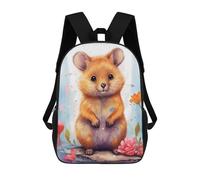 sinyumoney Golden Hamster in Flowers Mochila Escolar Para Niños Mochila Escolar Impresa En 3D Mochila Escolar De Moda Para Niños De Primaria Y Secundaria 17inch