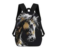sinyumoney Golden Horse Portrait Mochila Escolar Para Niños De 17 Pulgadas, Mochila Informal De Viaje Para Niños Y Niñas, Mochila De Gran Capacidad Para El Día A Día 17inch